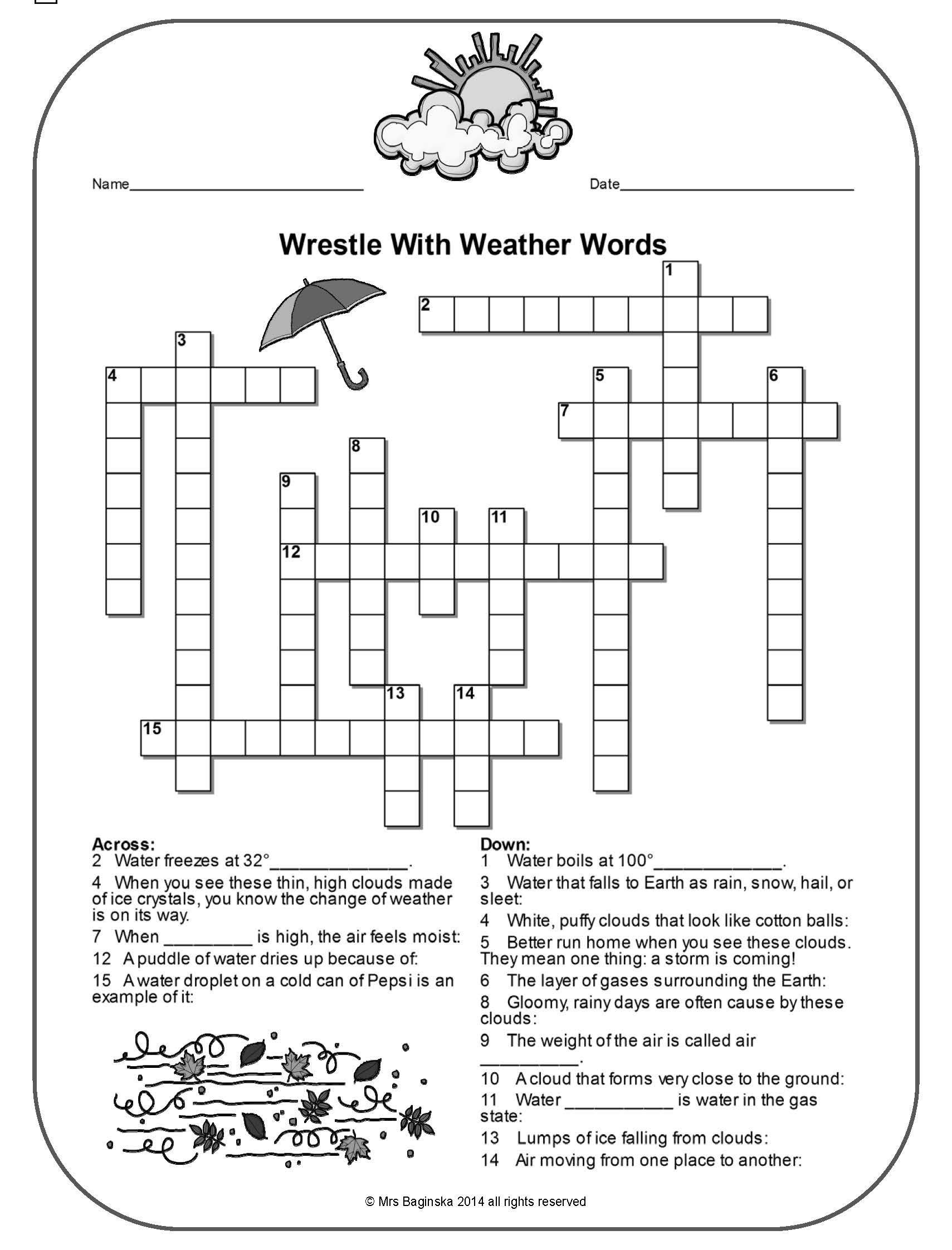Pina Demanding 4Th Grade Teacher On Tpt Free Lessons | Weather - 4Th Grade Crossword Puzzles Printable