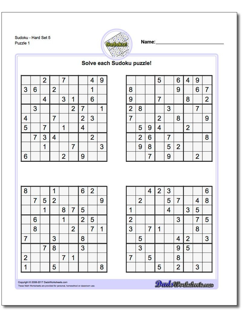Pindadsworksheets On Math Worksheets | Sudoku Puzzles, Maths - Printable Sudoku Puzzles One Per Page