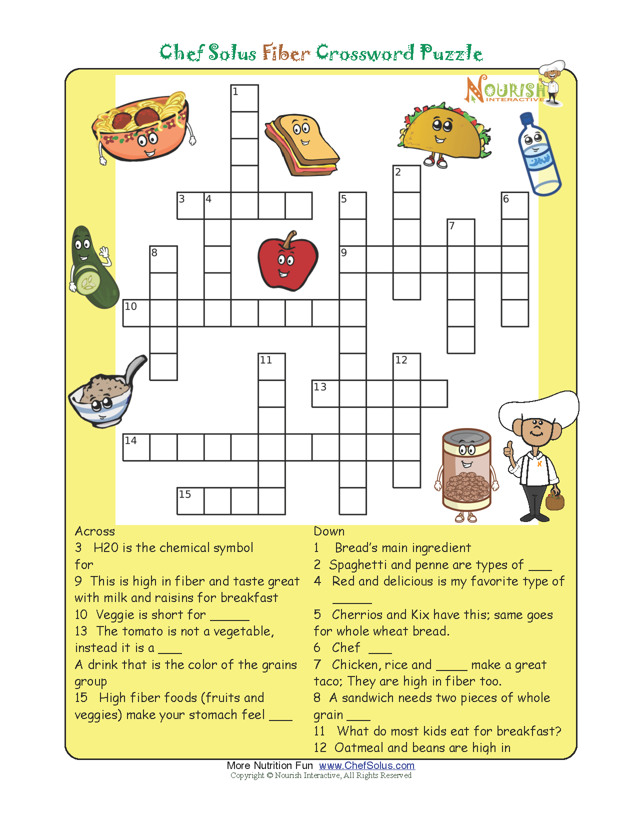 Pinthe Kids Cook Monday On Activities | Printable Crossword - Printable Nutrition Puzzles