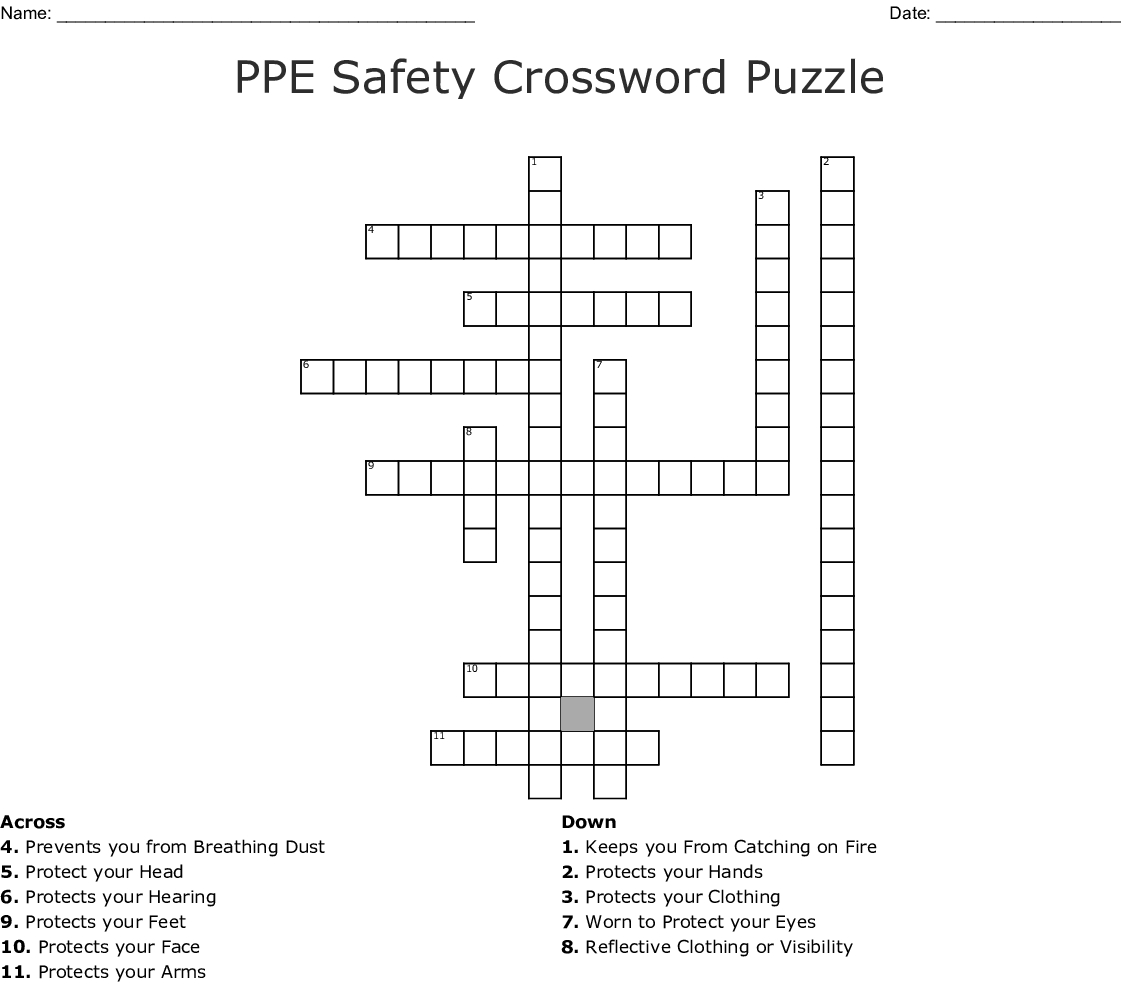 Ppe Safety Crossword Puzzle Crossword - Wordmint - Fire Safety Crossword Puzzle Printable