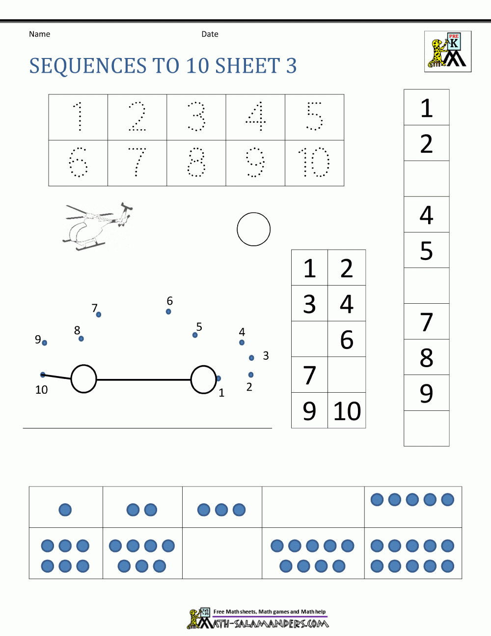 Preschool Number Worksheets - Sequencing To 10 - Printable Number Puzzles 1-10