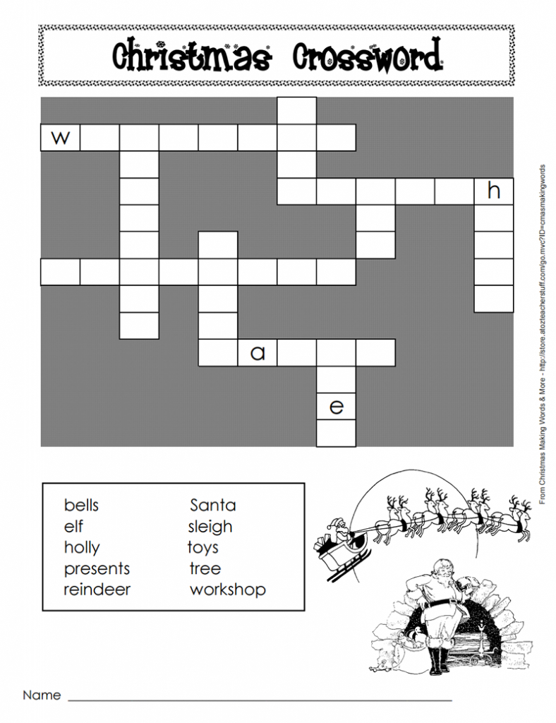 Printable Christmas Crossword Puzzle | A To Z Teacher Stuff - Printable Blank Crossword