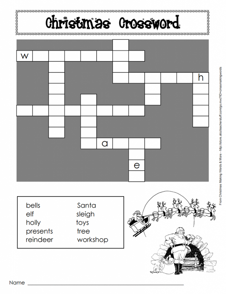 Printable Christmas Crossword Puzzle | A To Z Teacher Stuff - Printable Crossword Puzzles Christmas