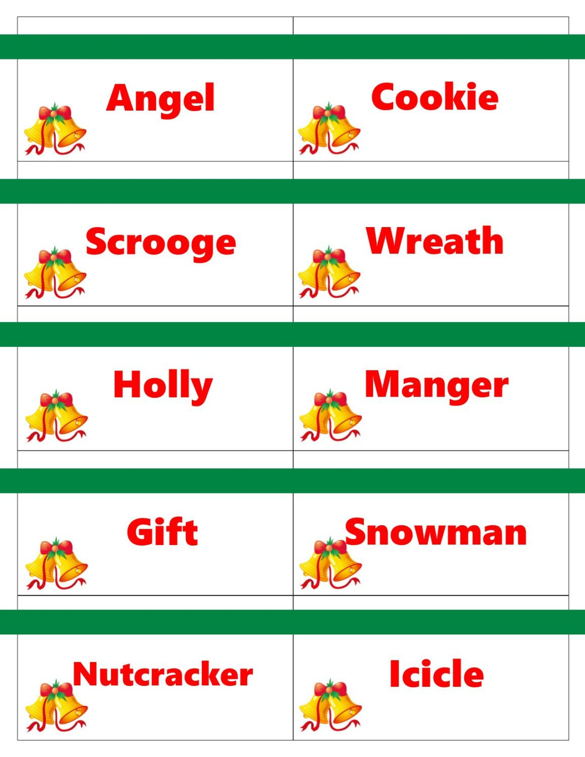 Printable Christmas Game Cards For Pictionary Or Charades, Hangman - Printable Hangman Puzzles