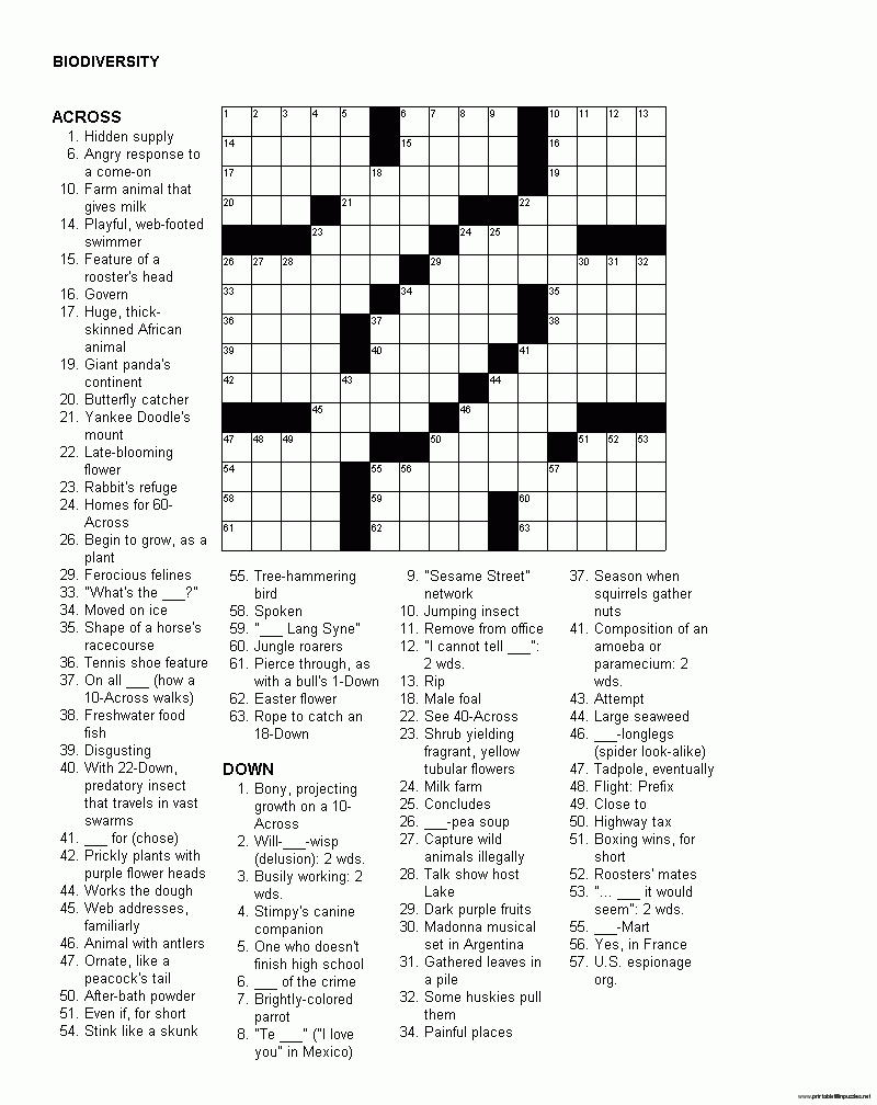 Printable Crossword Puzzles For Adults | English Vocabulary | Free - Daily Crossword Puzzle Printable