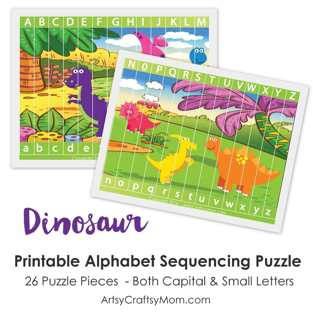 Printable Dinosaur Alphabet Sequencing Puzzle - Printable Dinosaur Puzzle