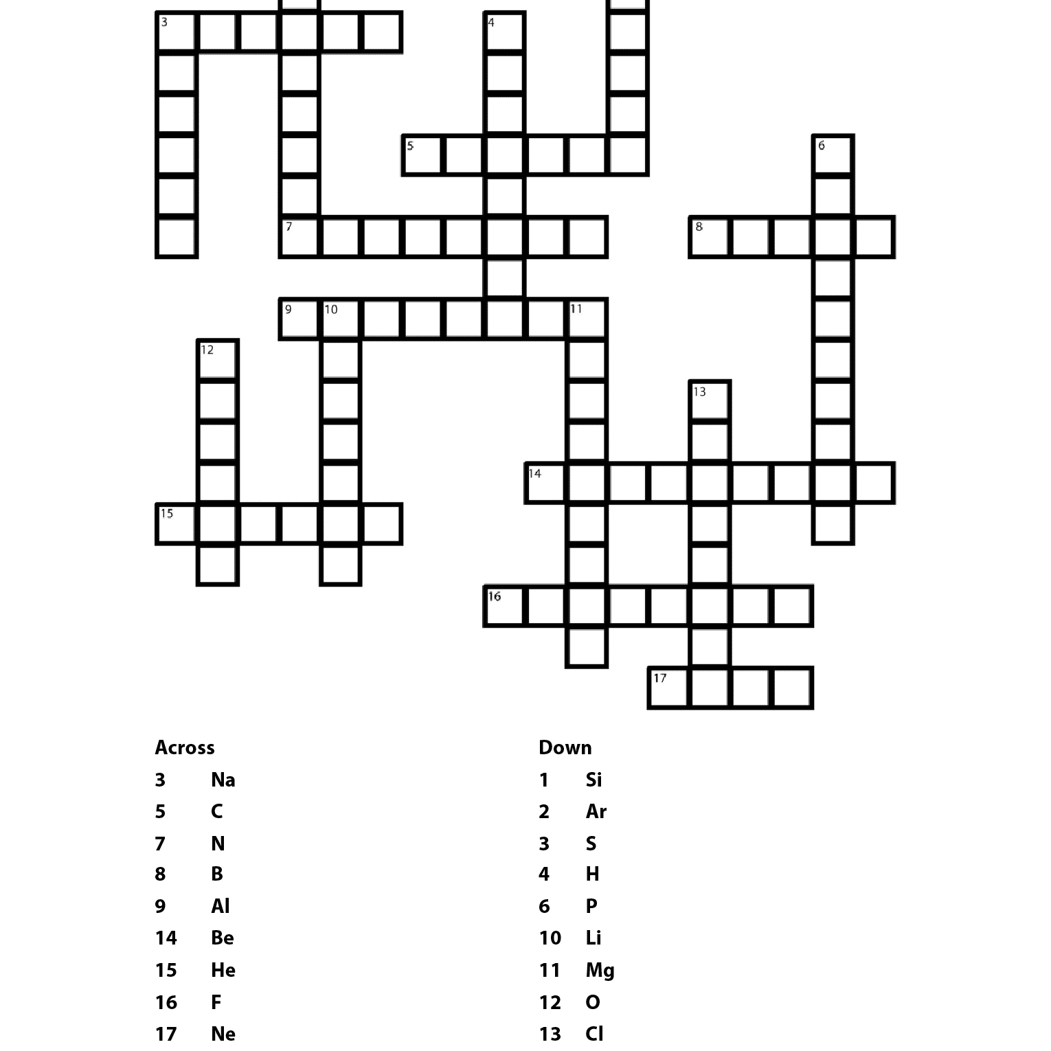 Printable Element Crossword Puzzle And Answers - Crossword Puzzle Chemistry Printable