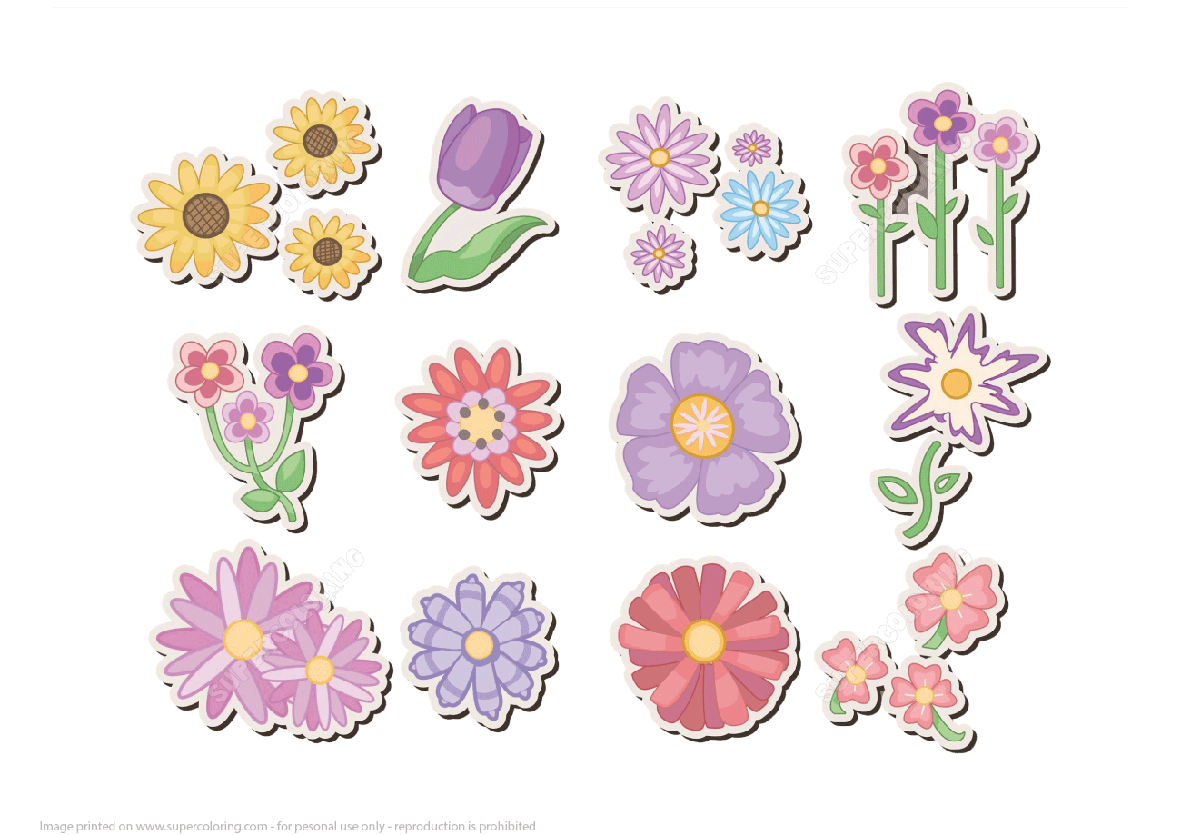 Printable Flower Stickers | Free Printable Papercraft Templates - Printable Flower Puzzle