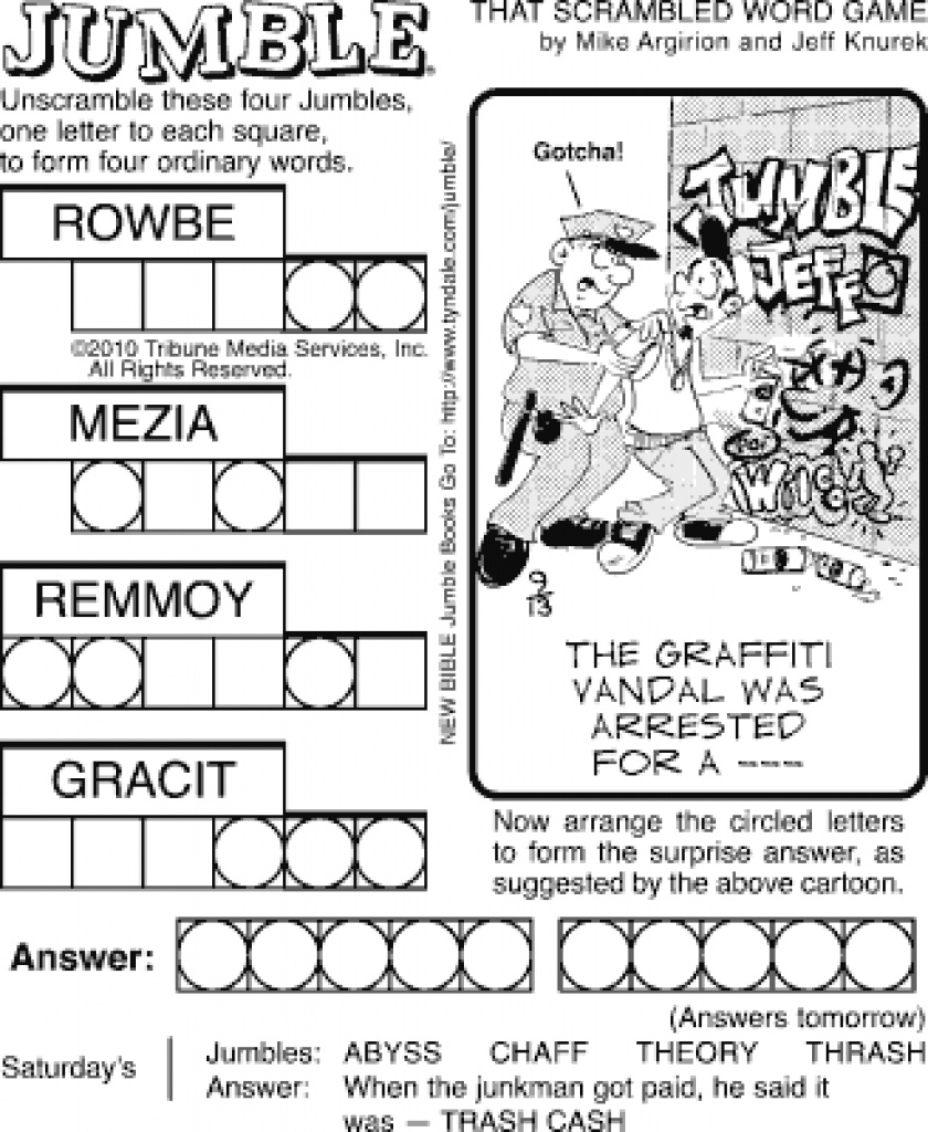 jumble scrambled word game answers