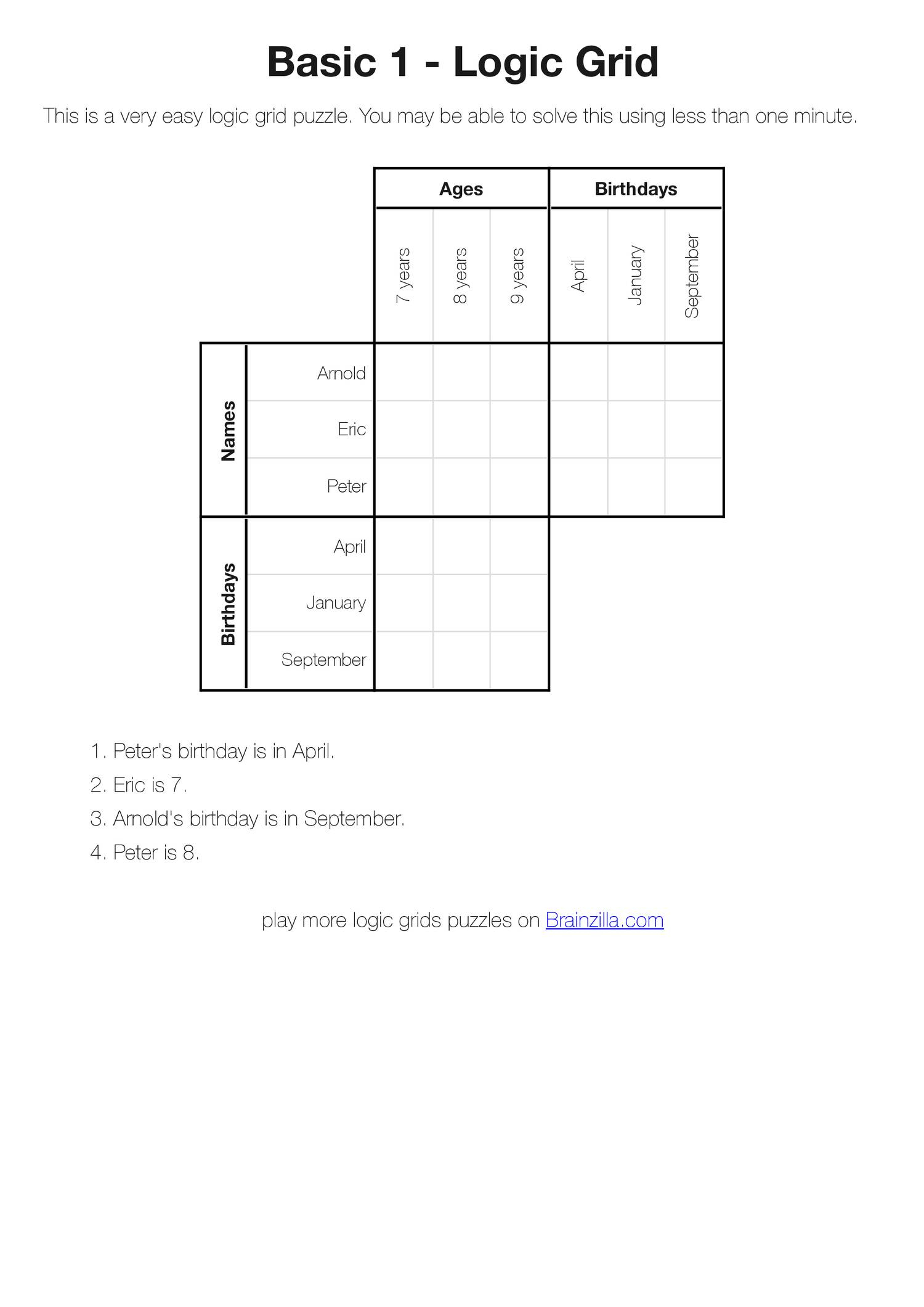 Printable Logic Grid Puzzles (Brainzilla).pdf | Docdroid - Printable Logic Puzzles Grid