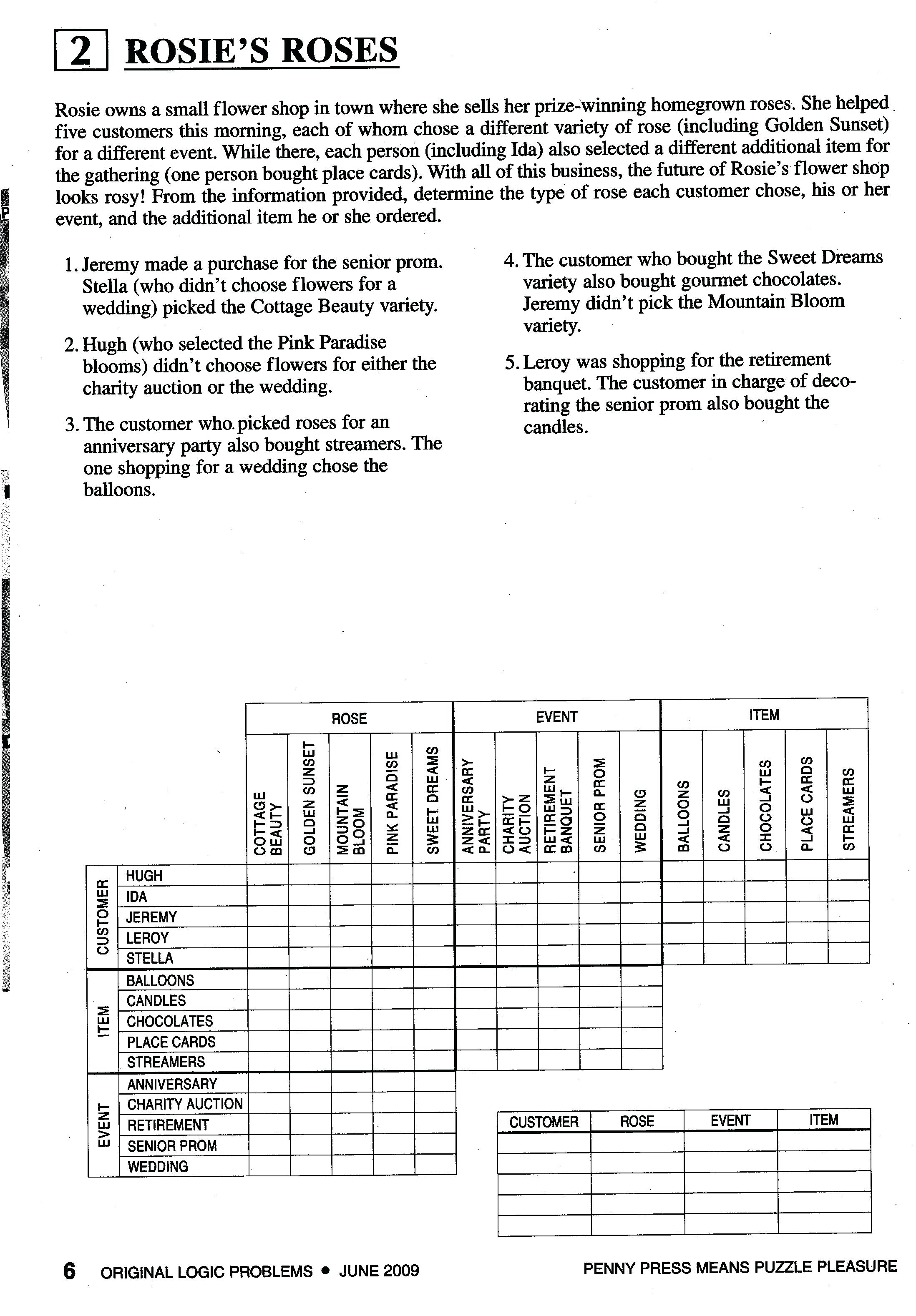 Printable Logic Puzzle – Myheartbeats.club - Printable Logic Puzzle Packet