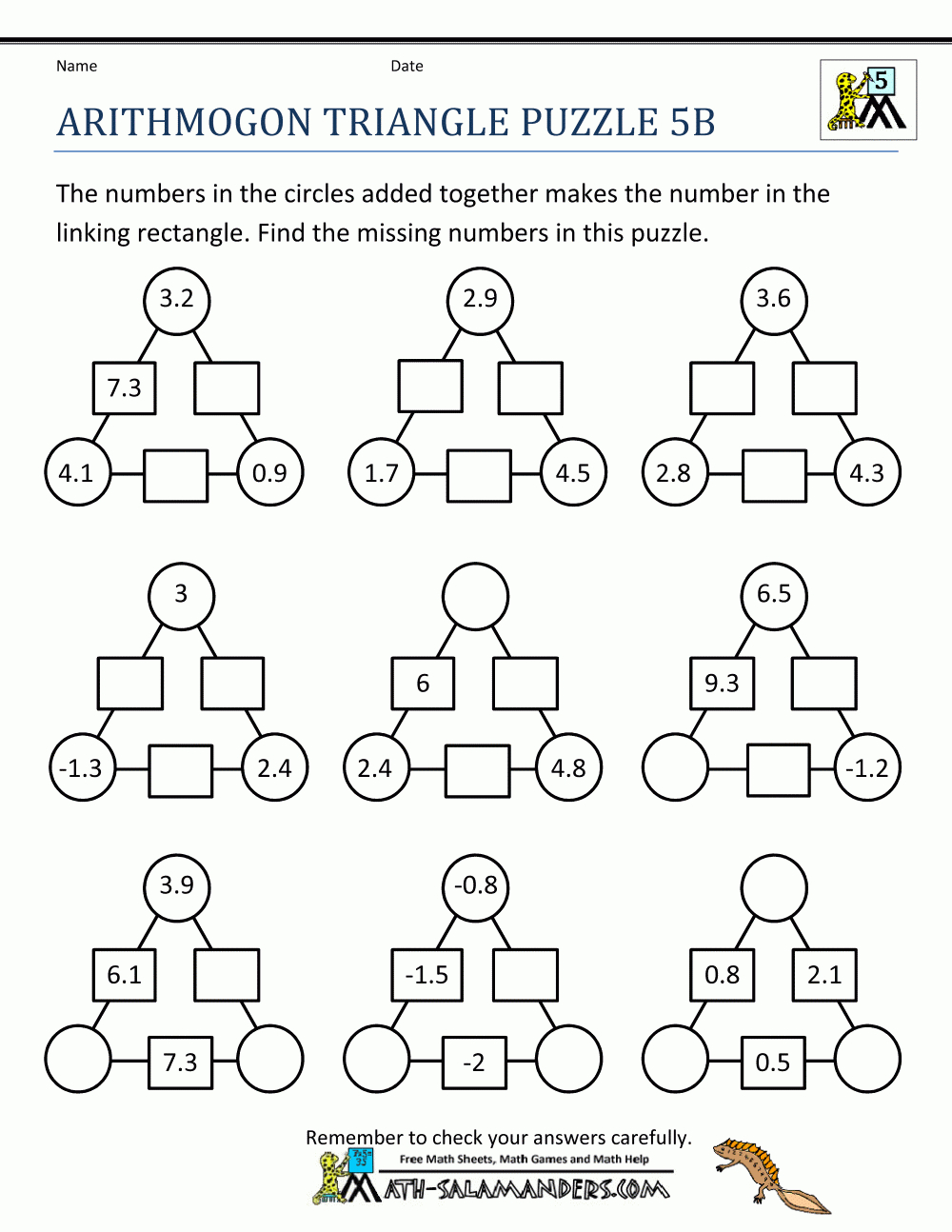 Printable Math Puzzles 5Th Grade - Printable Number Puzzles