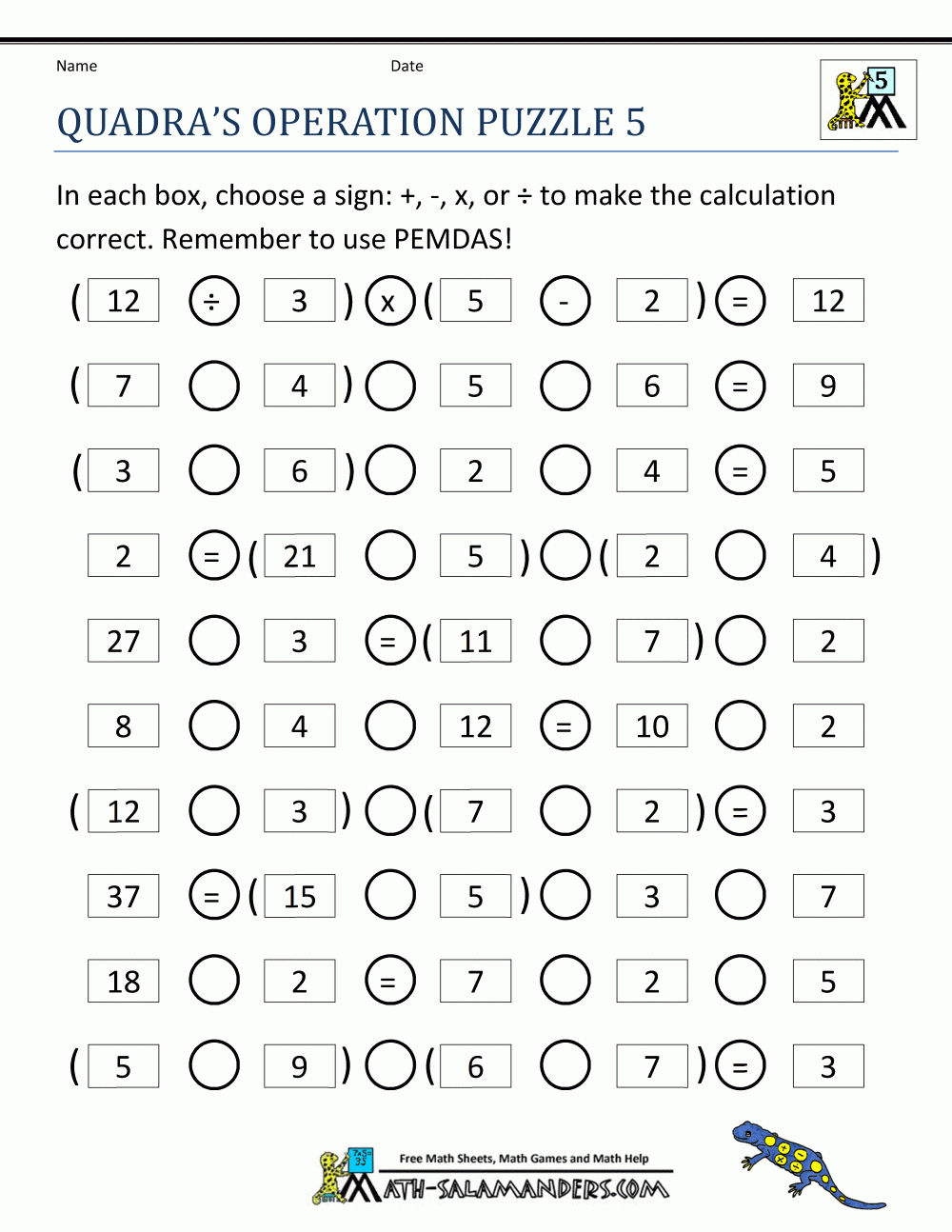 Printable Math Puzzles 5Th Grade - Printable Puzzle Sheets