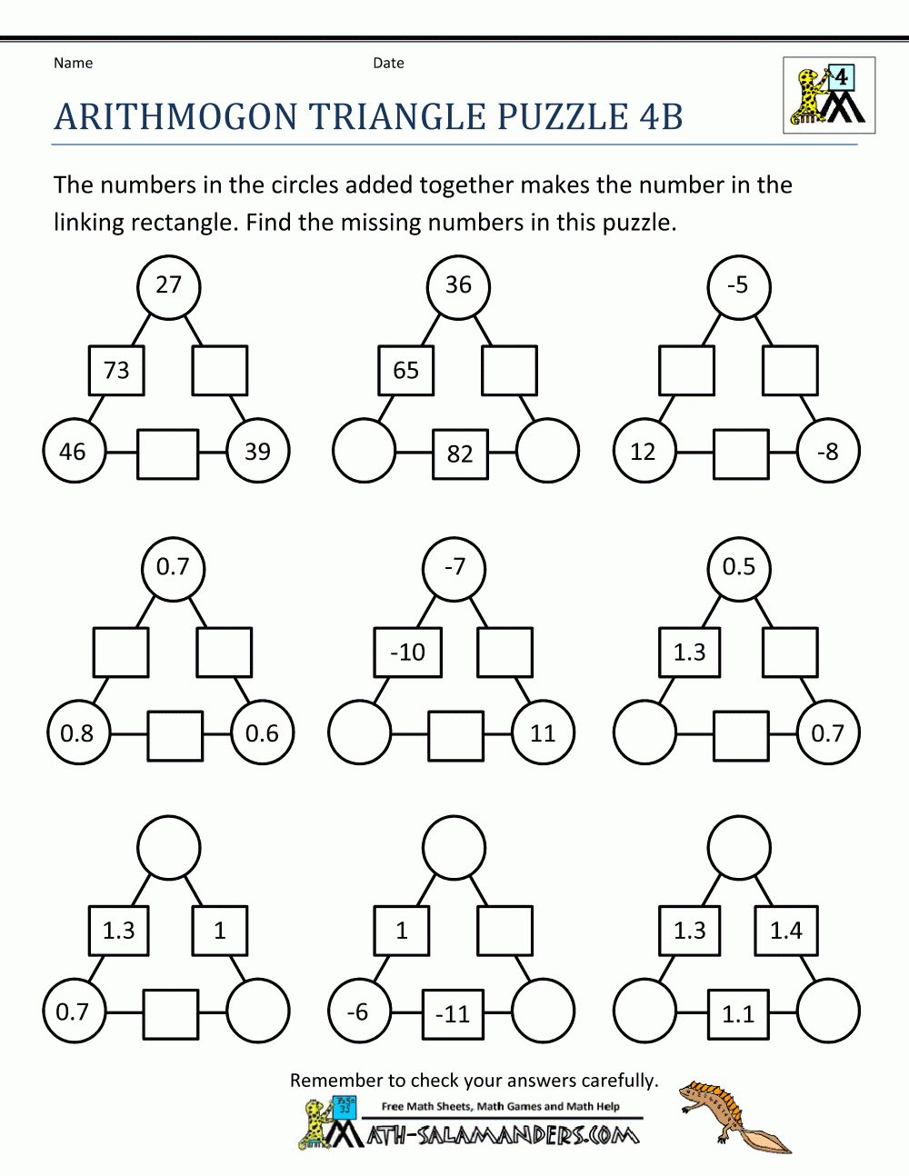 Printable-Number-Puzzles-Arithmogon-Triangle-Puzzle-4B.gif (1000 - Printable Maths Puzzles Year 6