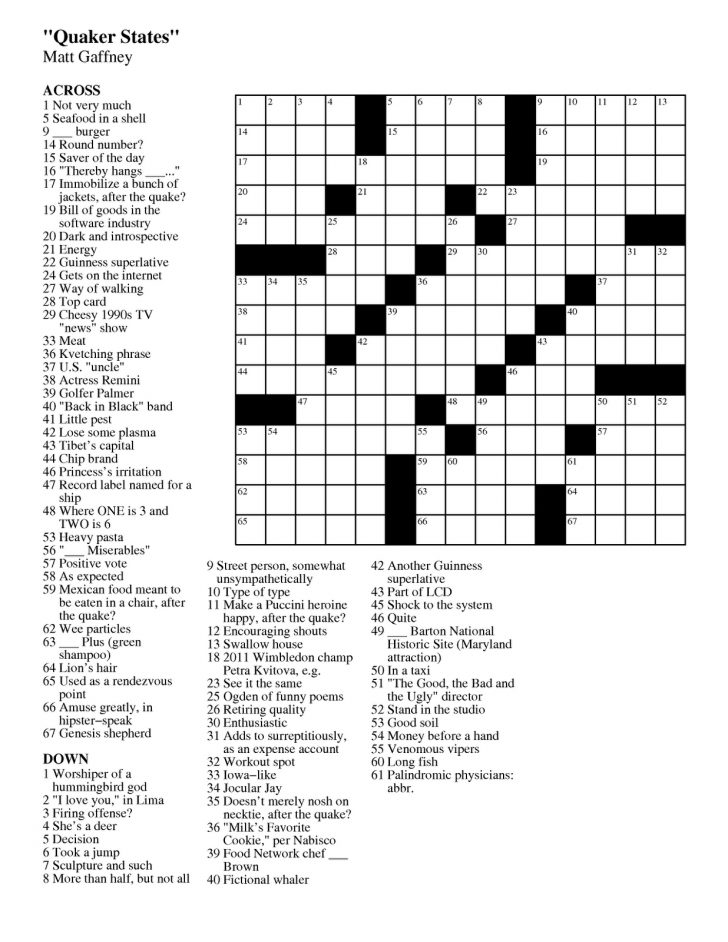 Free Printable Crossword Puzzle 1