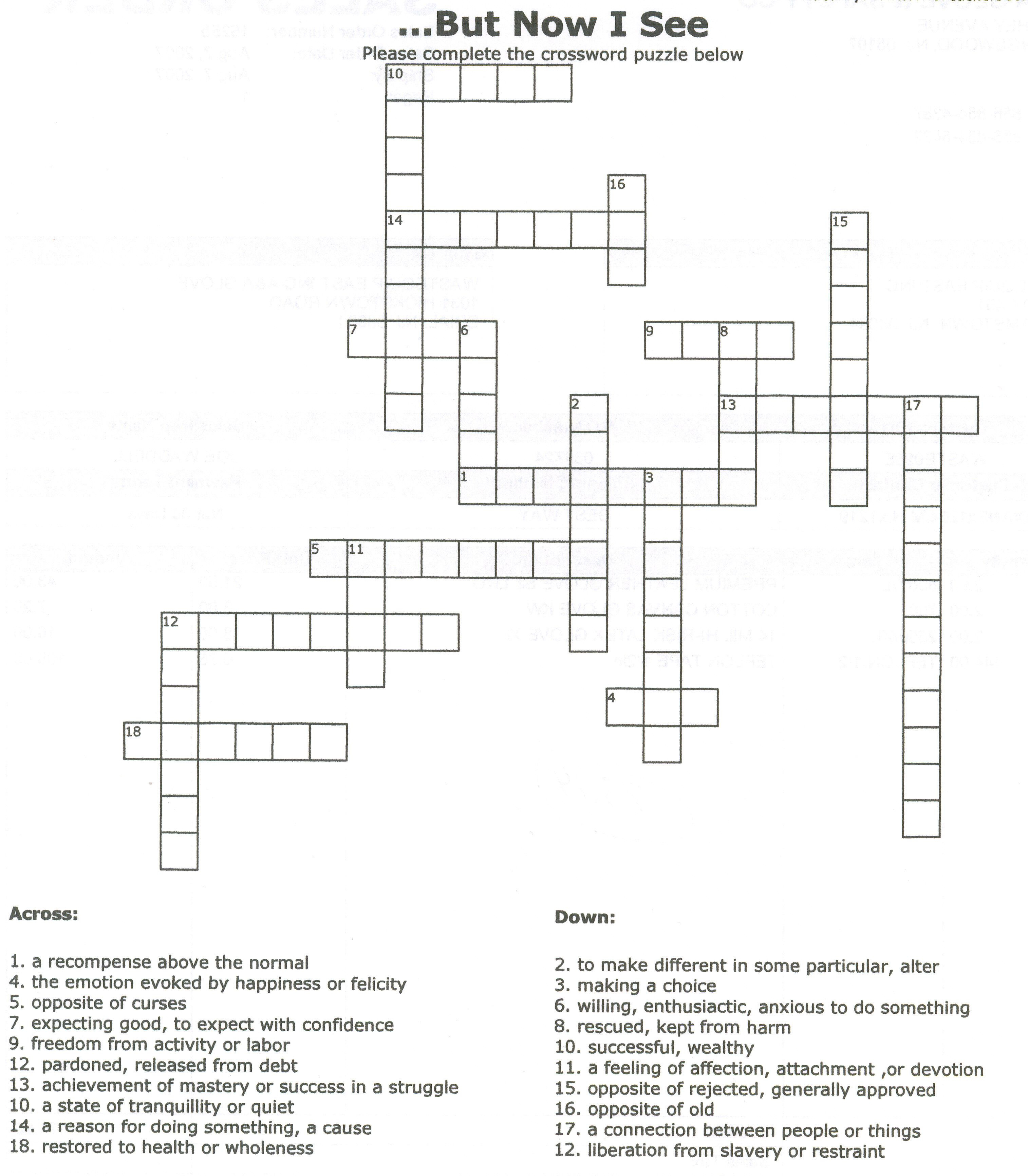 Printable Puzzles For Adults | Free Printable Crossword Puzzle For - Printable Crossword Puzzle For Seniors