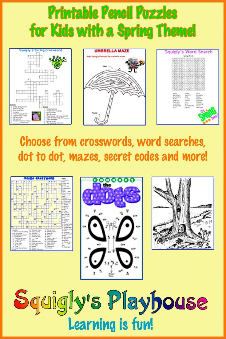Printable Spring Puzzles For Kids | Crossword, Word Searches And - Printable Pencil Puzzles