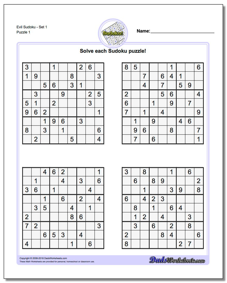 sudoku puzzle easy printable