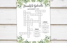 Printable Wedding Crossword Puzzle Game Games For Wedding | Etsy - Printable Wedding Crossword Puzzle