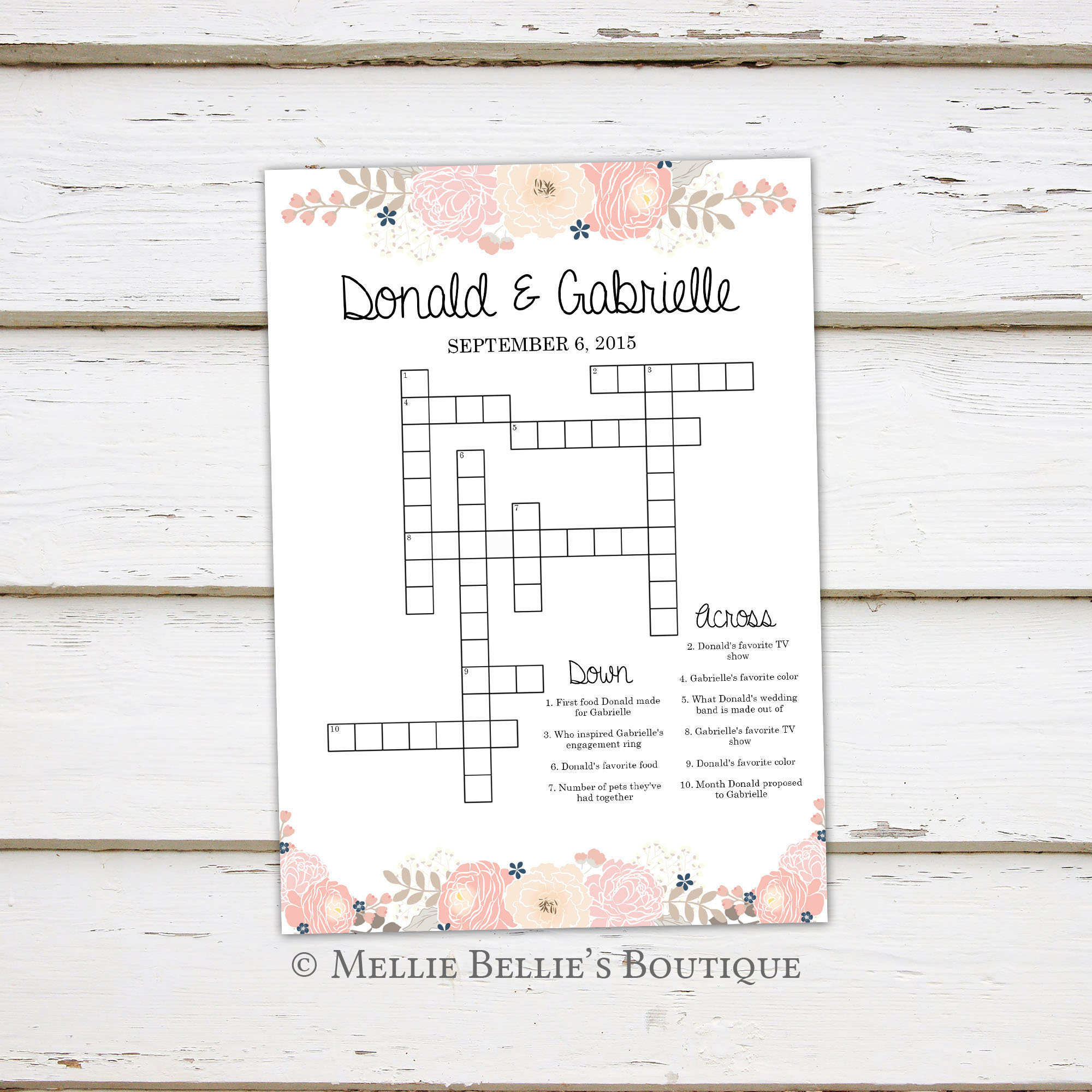Printable Wedding Crossword Puzzle Game, Games For Wedding - Printable Wedding Puzzles