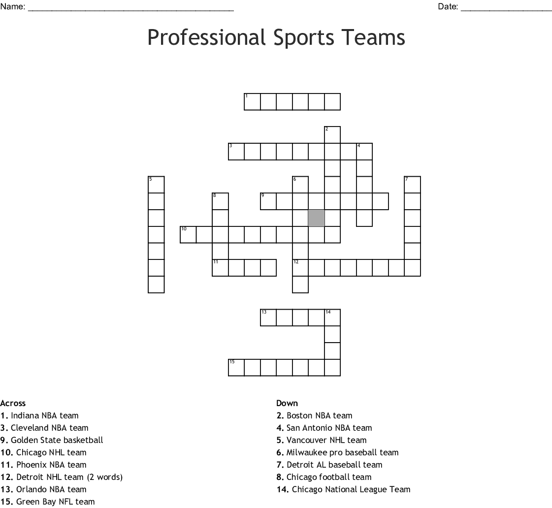 Professional Sports Teams Crossword - Wordmint - Nfl Football Crossword Puzzles Printable