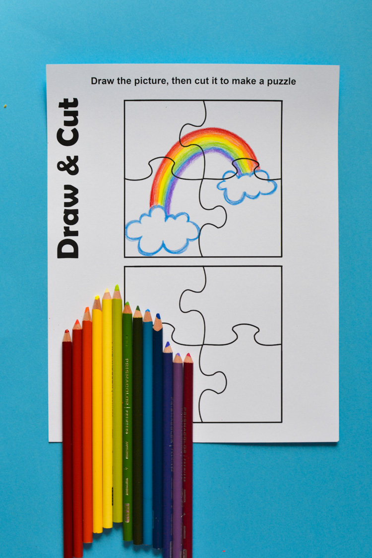 Puzzle Drawing Prompt For Kids With A Free Printable Template - Printable Drawing Puzzles