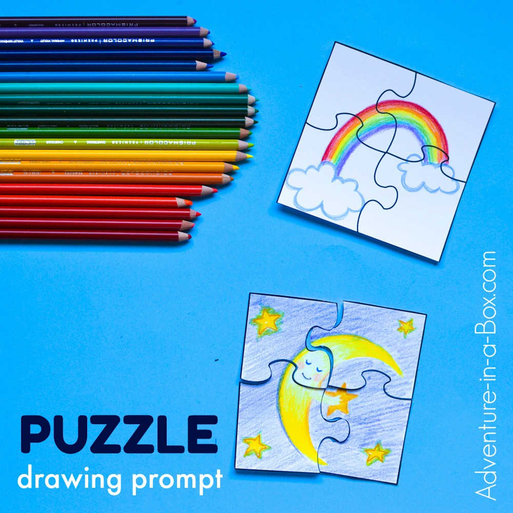 Puzzle Drawing Prompt For Kids With A Free Printable Template - Printable Drawing Puzzles