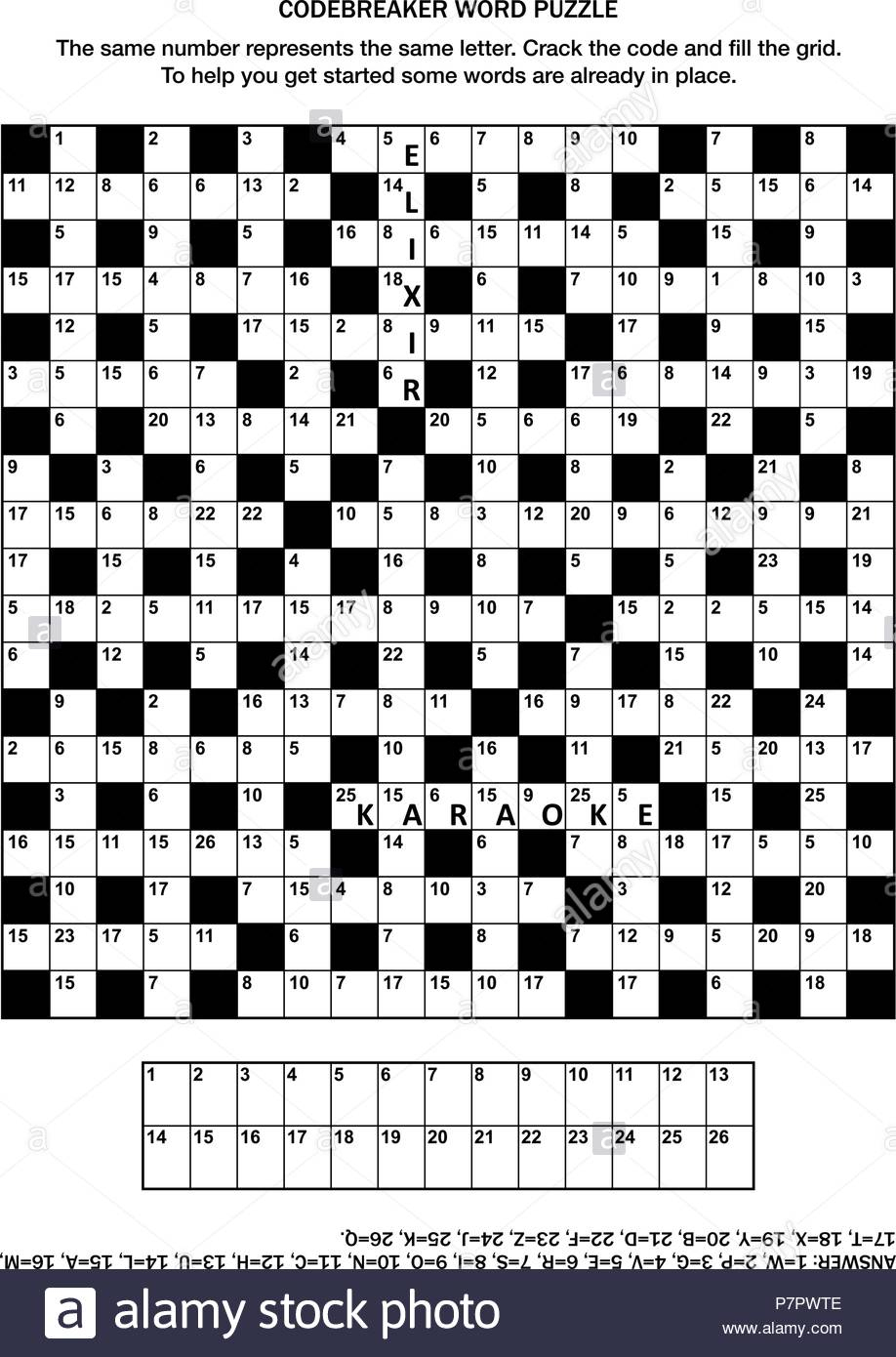 Puzzle Page With Codebreaker (Codeword, Code Cracker) Word Game Or - General Knowledge Crossword Puzzles Printable