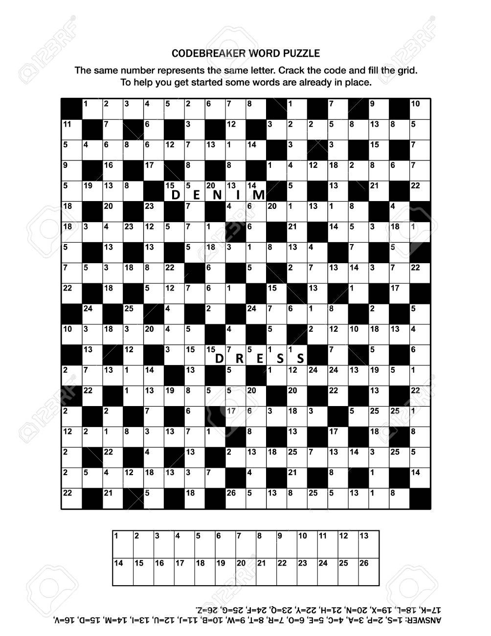 Puzzle Page With Codebreaker (Codeword, Code Cracker) Word Game - Printable Codebreaker Puzzles