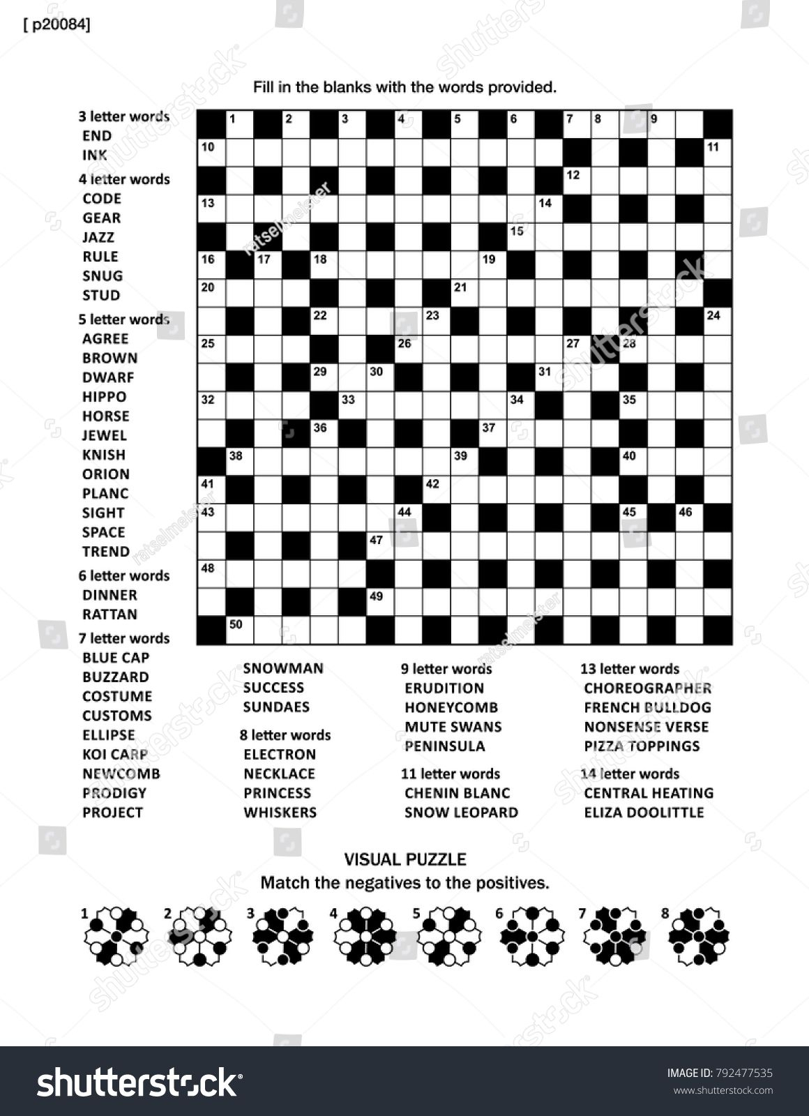 Puzzle Page With Two Puzzles: 19X19 Criss-Cross (Kriss-Kross, Fill - 9 Letter Word Puzzles Printable