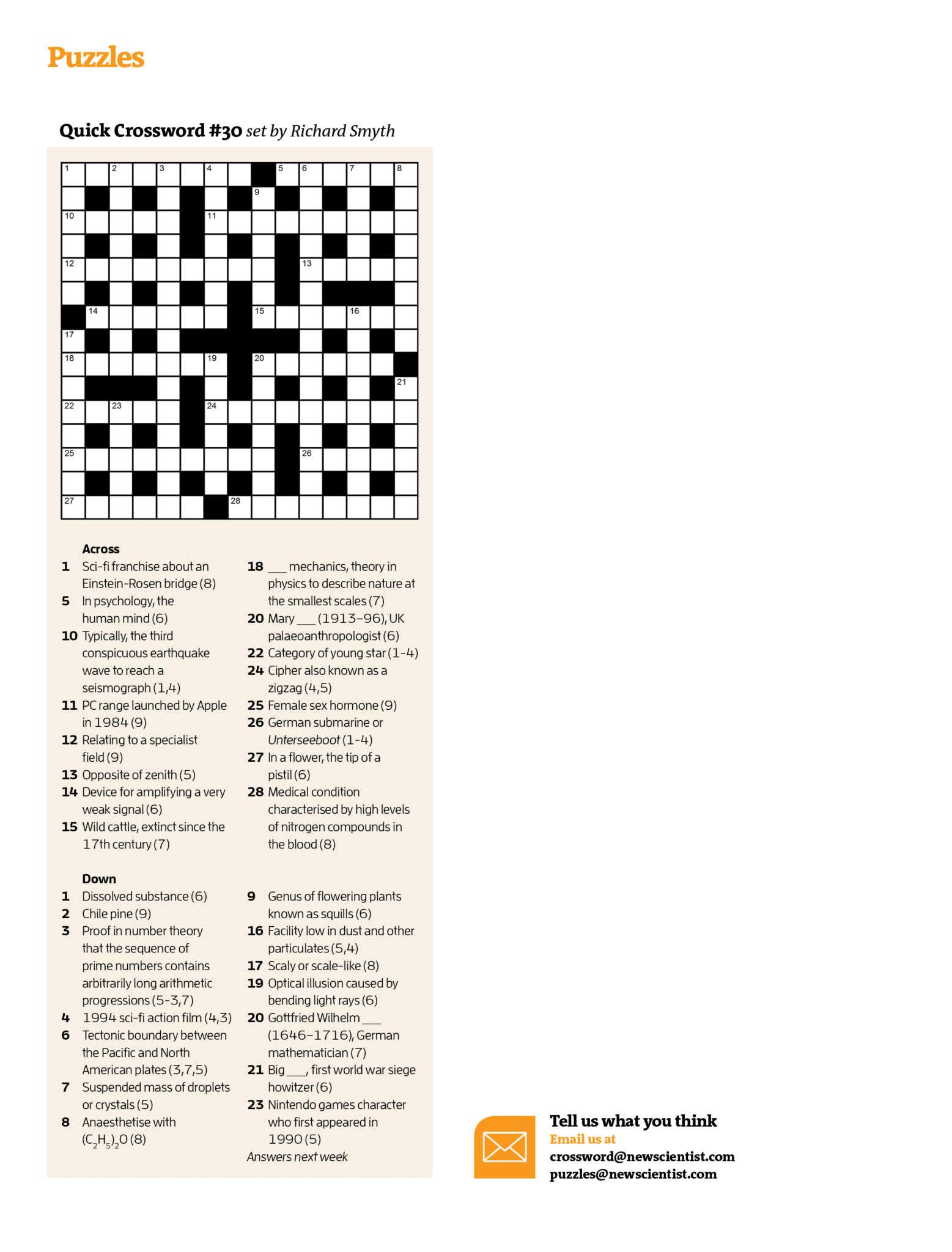 Quick Crossword #30 | New Scientist - Printable German Crosswords