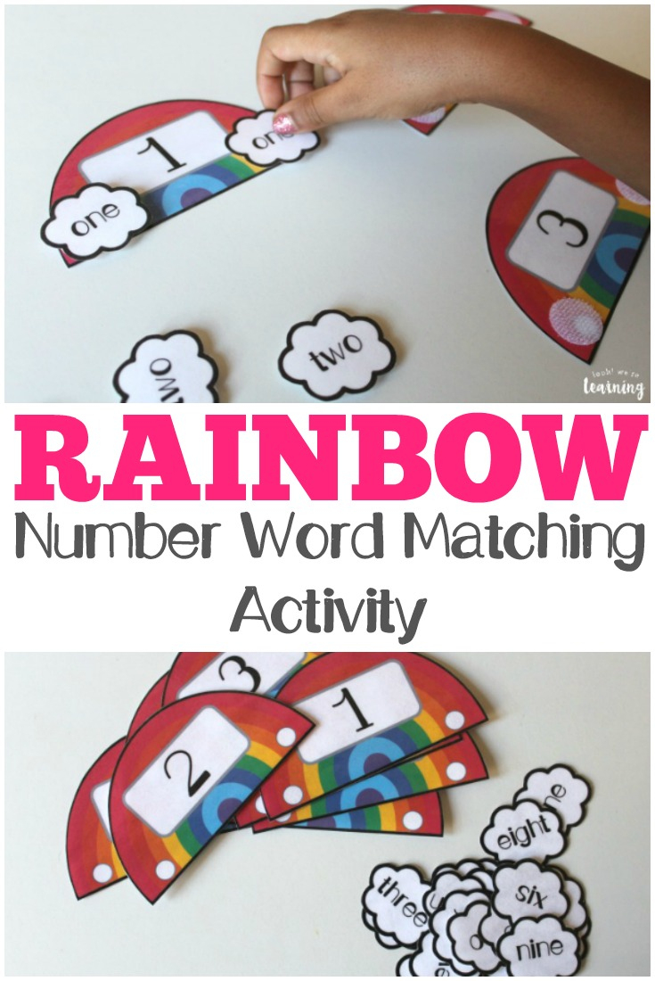 Rainbow Number Word Matching Activity For Kids - Look! We&amp;#039;re Learning! - Printable Rainbow Number Puzzle