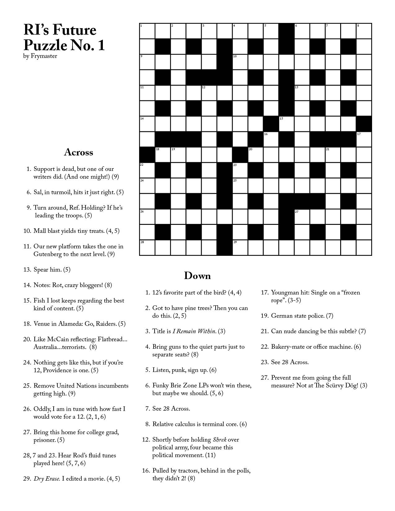 Ri Future Cryptic Crossword #1 - Recycling Crossword Puzzle Printable