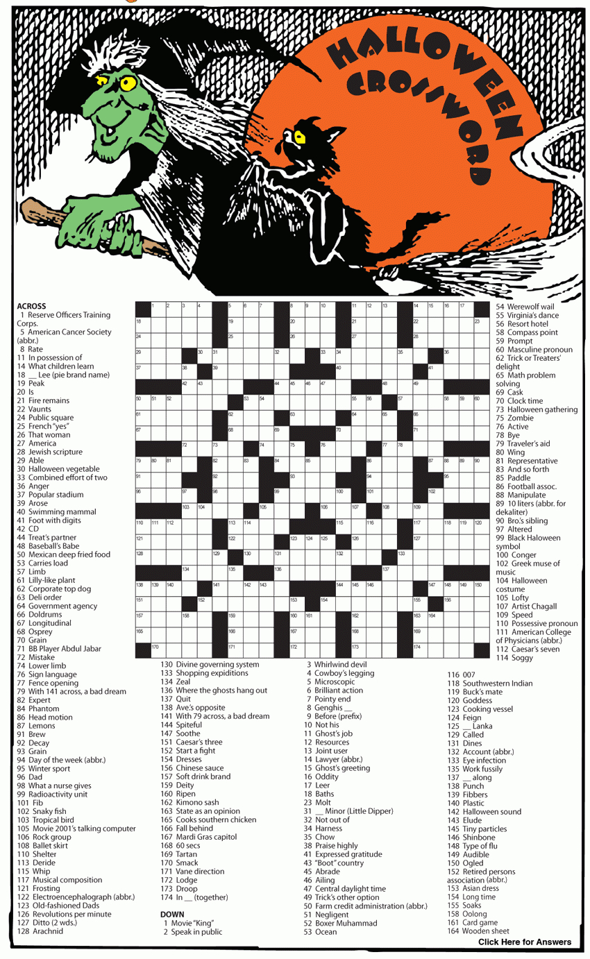 Santa Ynez Valley Journal | Crossword Puzzle - October Crossword Puzzle Printable