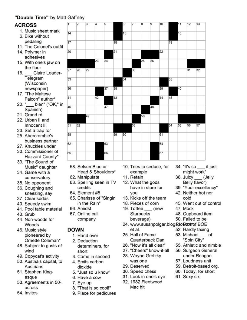 September | 2010 | Matt Gaffney&amp;#039;s Weekly Crossword Contest - Joseph Crossword Puzzles Printable