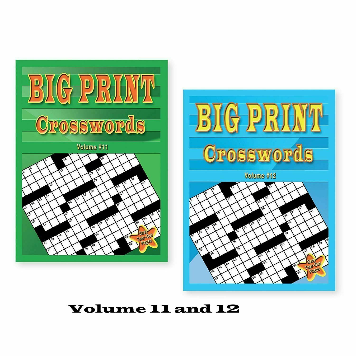 Set Of 2 Large Print Crossword Puzzle Books Soft Cover Easy To Read - Large Print Crossword Puzzle Books