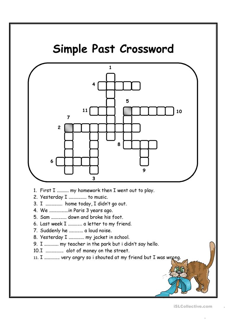 Simple Past Crossword Worksheet - Free Esl Printable Worksheets Made - Past Tense Crossword Puzzle Printable