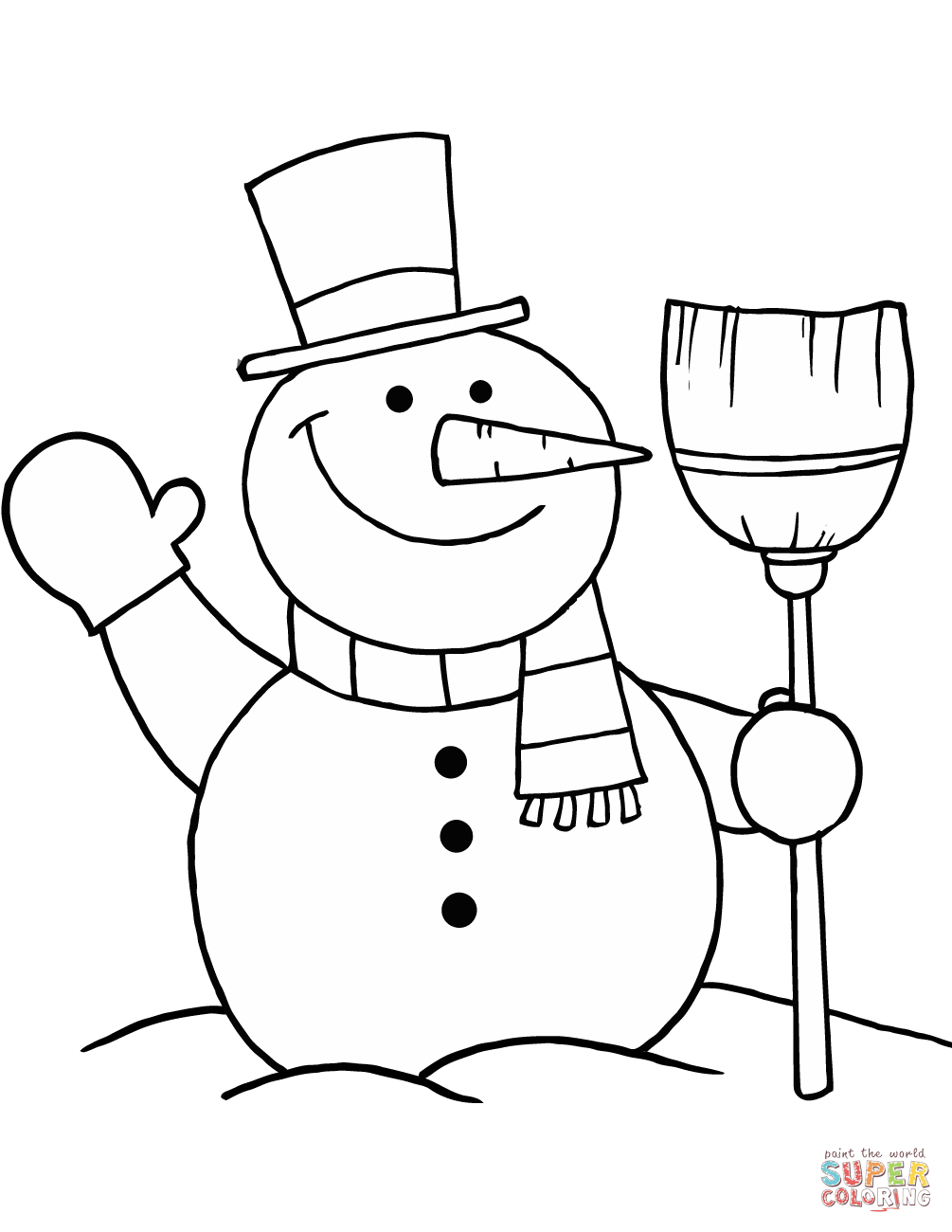 Snowman With Broom Coloring Page | Free Printable Coloring Pages - Printable Snowman Puzzle