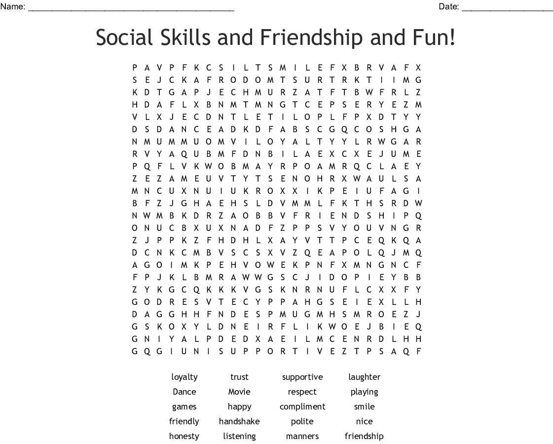 Social Skills And Friendship And Fun! Word Search - Wordmint - Printable Crossword Puzzles On Anger Management