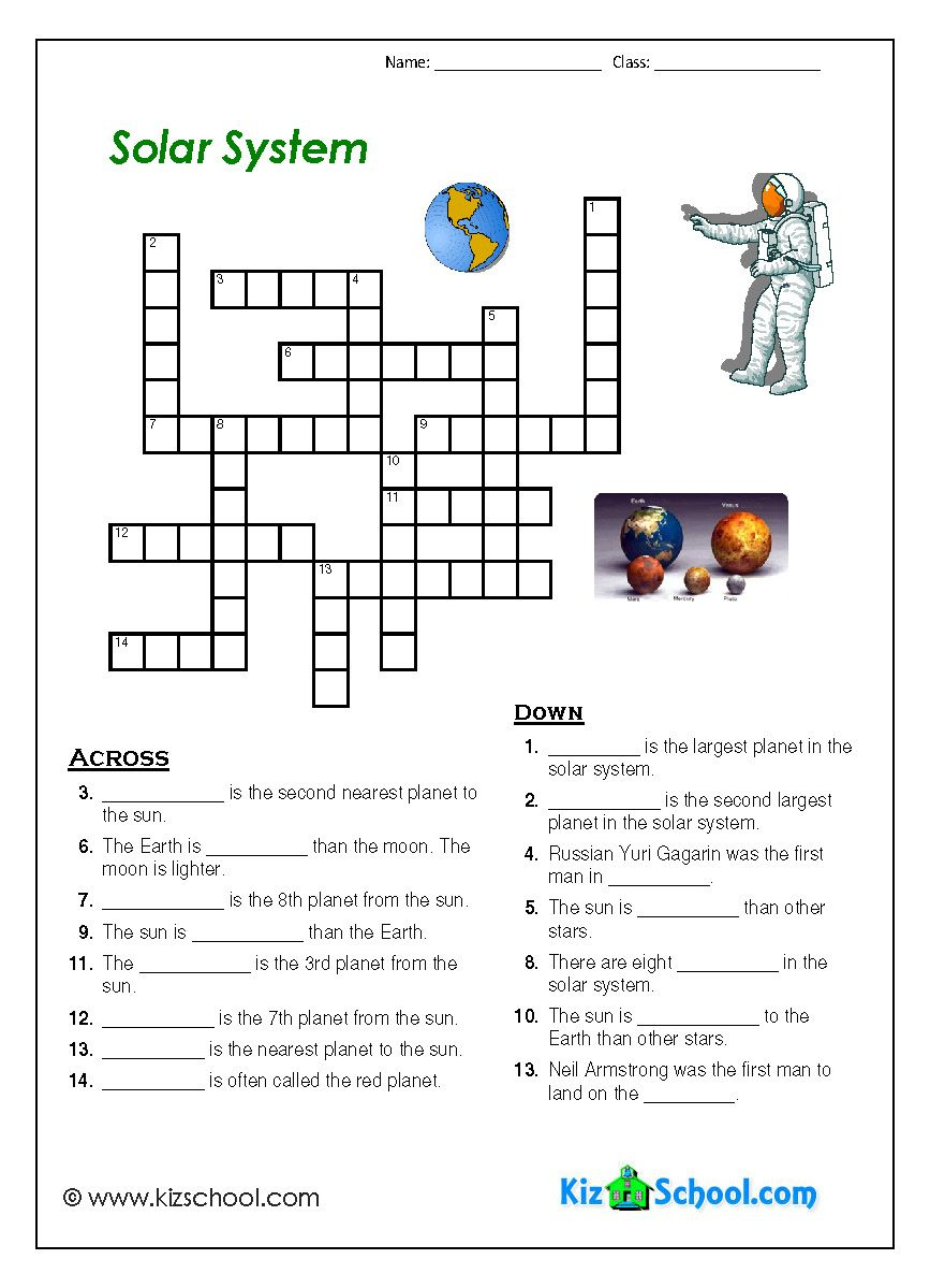 Solar System Crosword | Solar System | Solar System Worksheets - Solar System Crossword Puzzle Printable