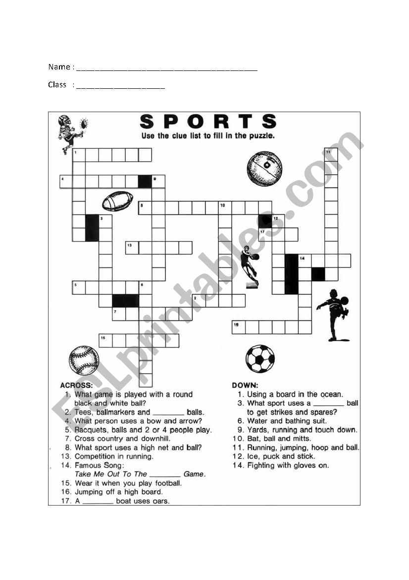 Sports Crossword Puzzles Printable | Printable Crossword Puzzles