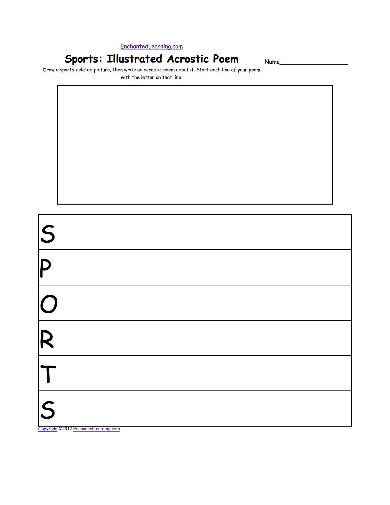 Sports Acrostic Poems: Enchantedlearning - Printable Acrostic Puzzle