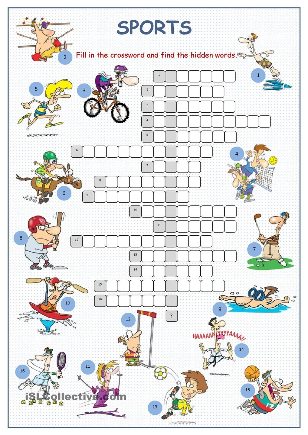 Sports Crossword Puzzle | English | Sports Crossword, Sport English - Printable Crossword Puzzles Sports