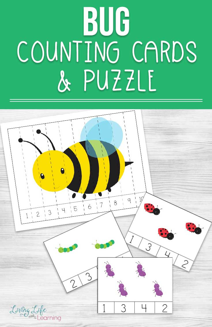 Spring Themed Bug Counting Cards And Puzzles For Teaching Kids - Printable Bug Puzzles