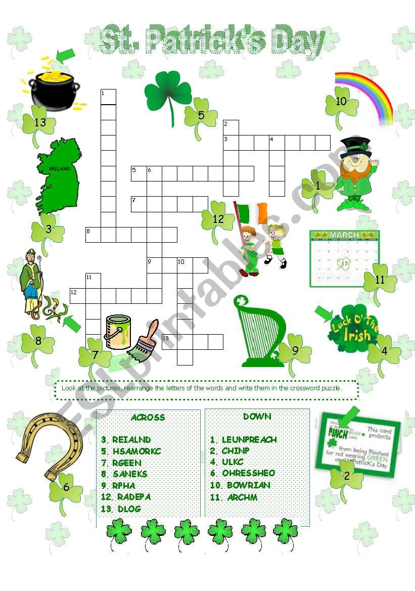 st patricks day marchers crossword help