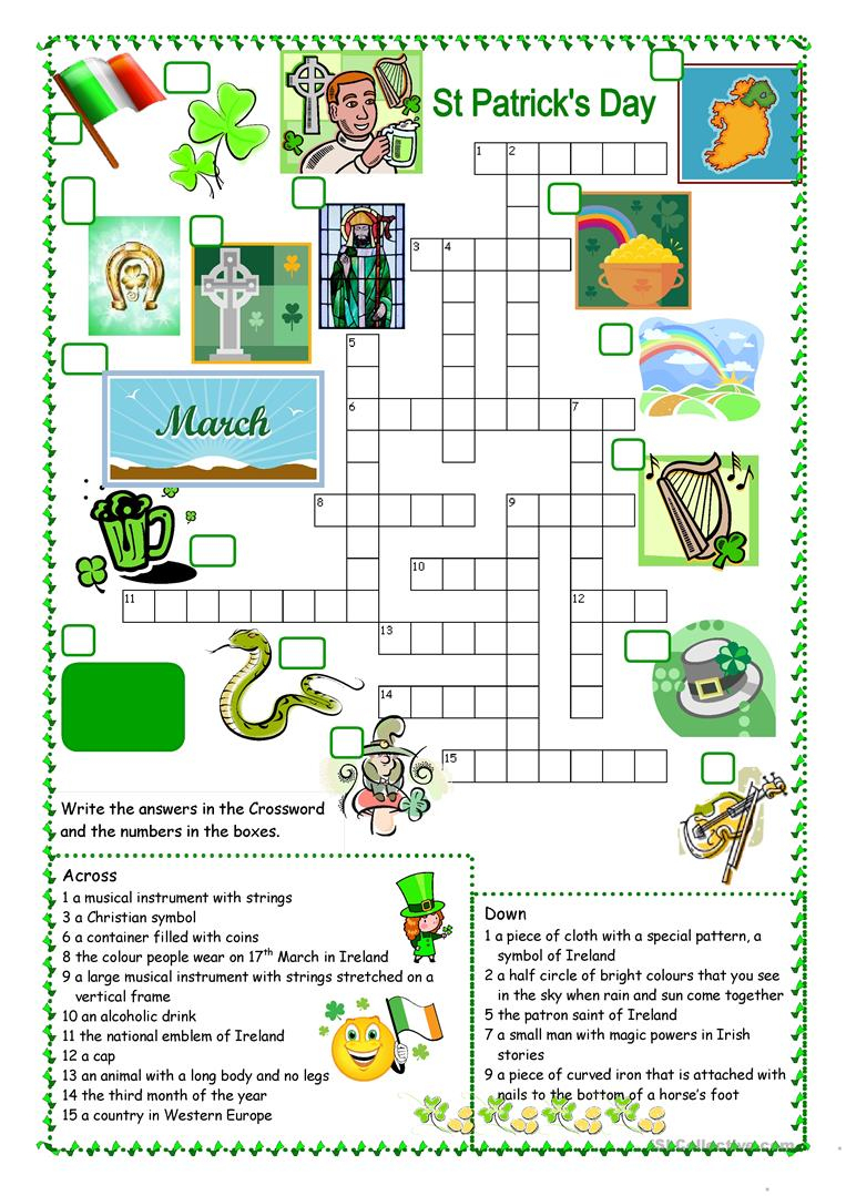 Free Printable St Patrick s Day Crossword Puzzles Printable Crossword Puzzles
