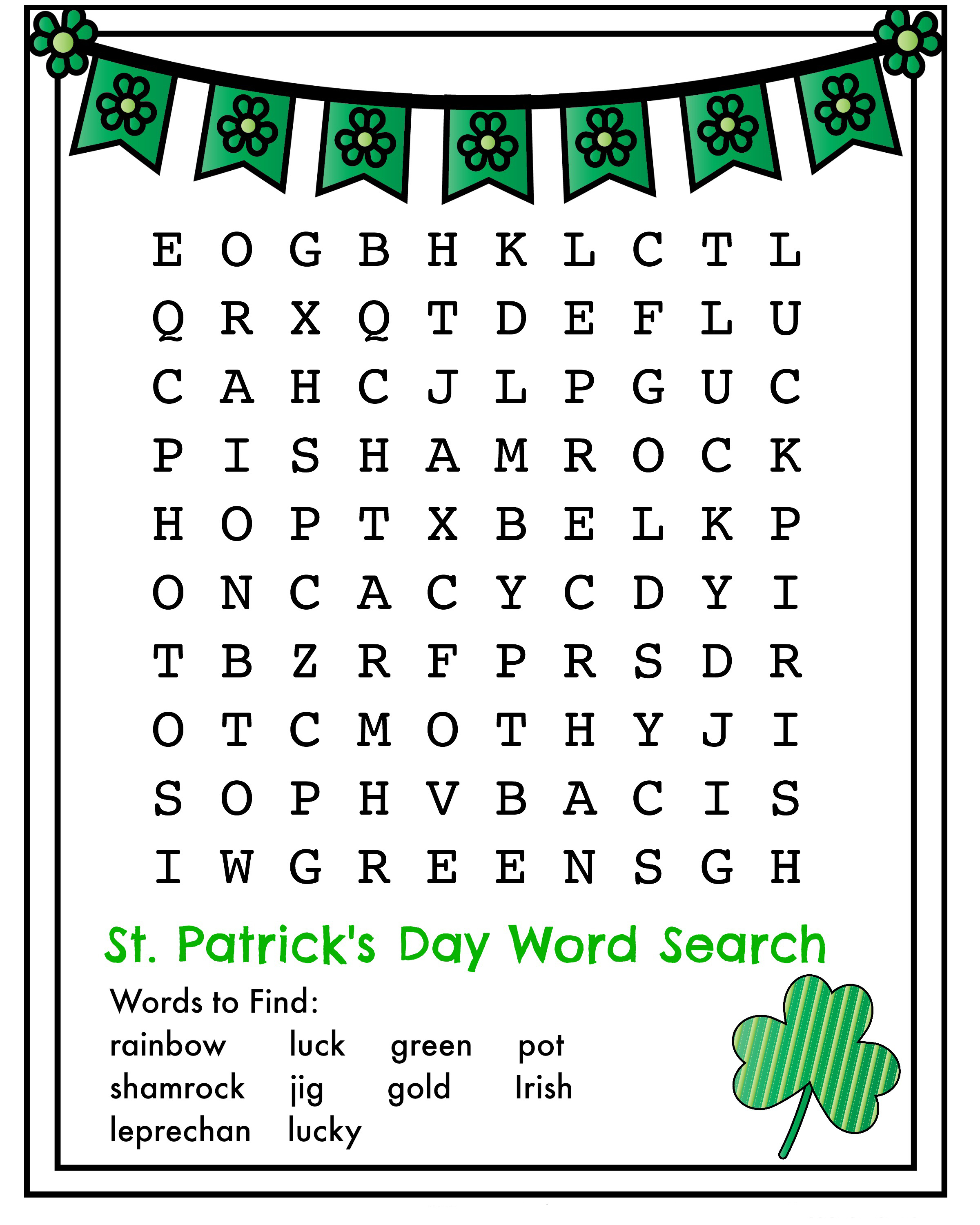 St Patricks Day Word Search - Best Coloring Pages For Kids - Free Printable St Patrick&amp;amp;#039;s Day Crossword Puzzles