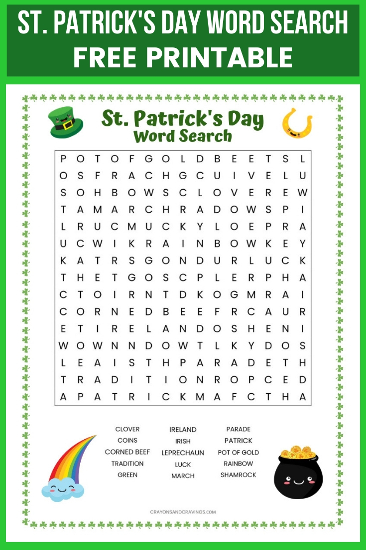 St. Patrick&amp;#039;s Day Word Search Free Printable Worksheet - Free Printable St Patrick&amp;#039;s Day Crossword Puzzles