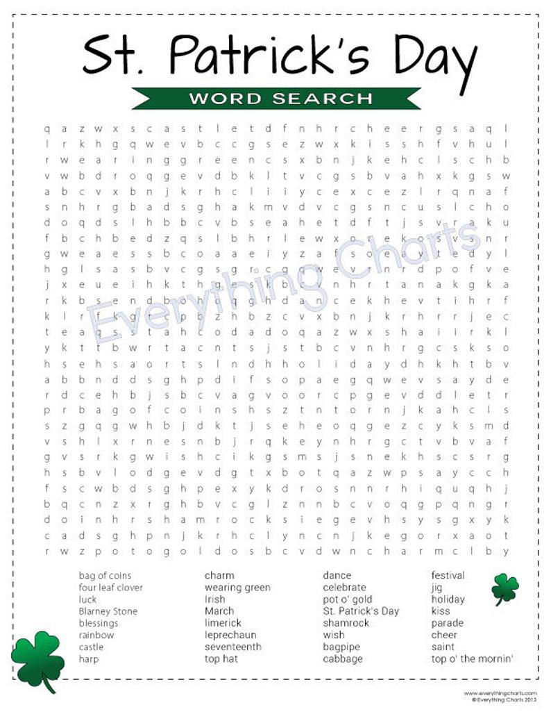 St. Patrick&amp;#039;s Day Word Search Pdf Files/printables | Etsy - Printable Hangman Puzzles
