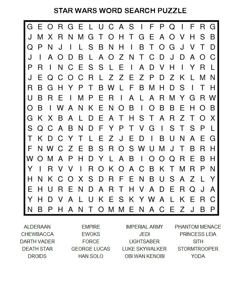 Star Wars Word Search Printable | K5 Worksheets | Educative Puzzle - Printable Star Puzzle